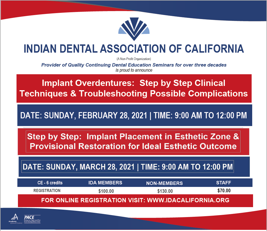 Winter Special - Two Webinars - 2/28/21 & 3/28/21 - Implant Dentistry